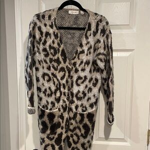 Topshop Black and Cream Animal Print Cardigan